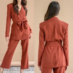 NWT Veronica Beard Dover Belted Long Blazer in Rust 10